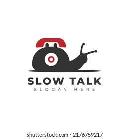 snail phone or slow talk logo vector design