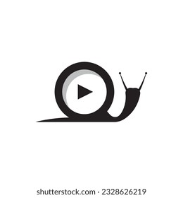 snail play button logo design illustration.