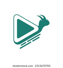 logotipo del botón de reproducción y caracol con un estilo minimalista. Vector Modelo de diseño de logotipo de entretenimiento Vector