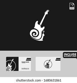 Snail plus guitar logo design concept. simple elegant logo design