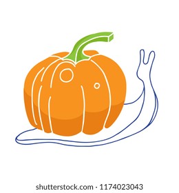 Snail. Snail with pumpkin. Vector illustration