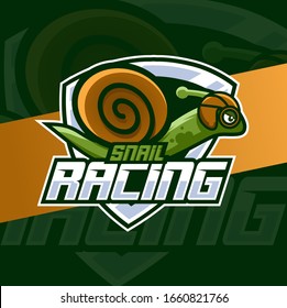 snail racing mascot esport logo design