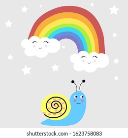 snail rainbow illustration nursery kawaii