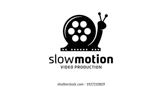 Snail With Reel Film, Slow Motion Video Production Logo Design Inspiration