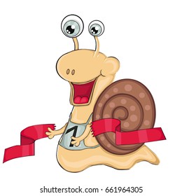 Snail runner. Cartoon style. Clip art for children.