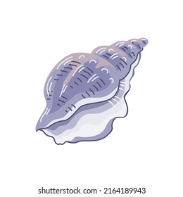 Snail sea shell. Marine underwater twisted seashell. Spiral shape. Undersea mollusc. Animal and wildlife. Flat vector illustration isolated on white background