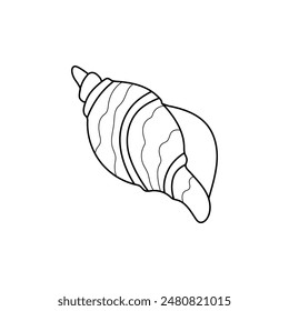 Snail sea shell vector illustration. Line art. Printable coloring page for kids and adults