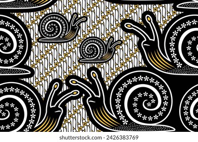 snail - Seamless pattern with abstract geometric vector - Indonesian Batik Motif