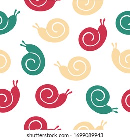 Snail seamless pattern. A hand-drawn snail icon. A simple logo. Vector