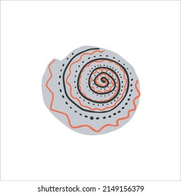 Snail seashell. Marine underwater swirled sea shell of round spiral shape. Undersea mollusc. Mollusk, shellfish. Flat vector illustration isolated on white background
