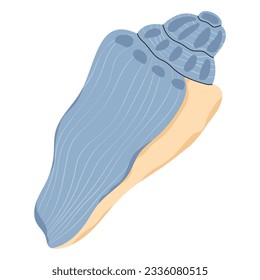 Snail seashell. Marine underwater swirled sea shell. Undersea mollusc. Spital twisted mollusk. Nautical under water conch. Twirled clam. Flat vector illustration isolated on white background