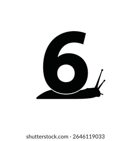 Snail shaped number six design illustration.