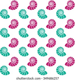 Snail shell colorful seamless backdrop. Endless background for wallpapers, pattern fills, textile, decorative paper. EPS 10 vector.