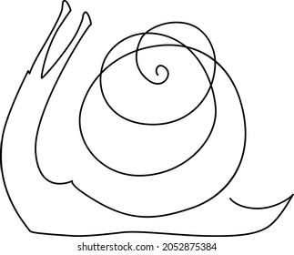 Snail with a shell. Continuous line drawing. Vector illustration. Isolated on white background