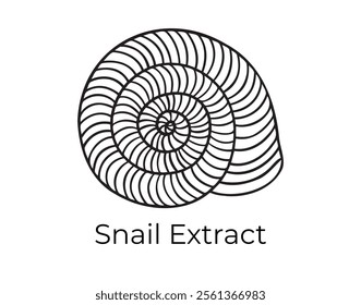 snail shell doodle hand drawn icon. Outline drawing snail shell organic natural cosmetic ingredient line clipart symbol . Vector illustration