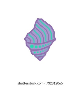 Snail shell icon in cartoon flat design on isolated white background. Vector illustration of cone shaped conch. 