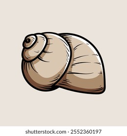 snail shell isolated colored drawing line art style sketch classic vintage design illustration