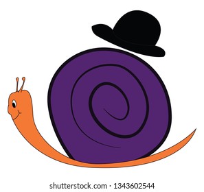 A snail with its shell is moving at a slow speed vector color drawing or illustration 