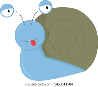 A snail with its shell is moving at a slow speed vector color drawing or illustration 