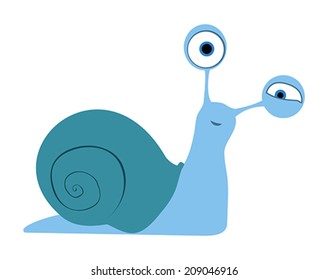 Snail with shell on white background