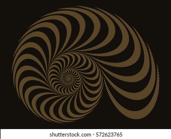 a snail shell spiral pattern in gold and black
