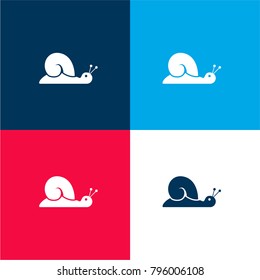 Snail side view four color material and minimal icon logo set in red and blue