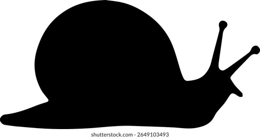 Silhueta de caracol Vetor Inseto de Vista Lateral Preto no Fundo Branco