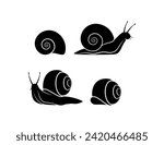 Snail silhouette vector isolated on white background.