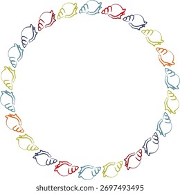 Snail simple round frame. grape snail with empty space for your text. Baby shower design