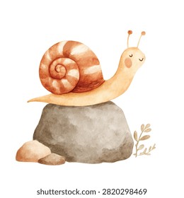Snail sitting on a rock smiling