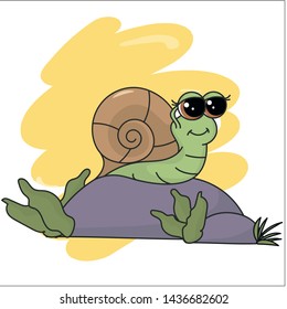 snail sitting on a stone
