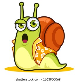 snail sleepy cartoon in vector