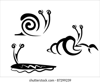 snail, slug and hermit crab collection of symbols