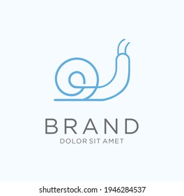 Snail or slug Logo line art outline minimalist Design Vector Illustration. mollusk spiral swirl geometric icon simple template.