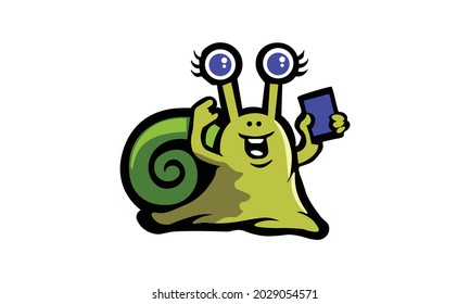 Snail y smartphone , concepto de velocidad rápida de la tecnología