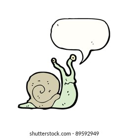 snail with speech bubble cartoon character