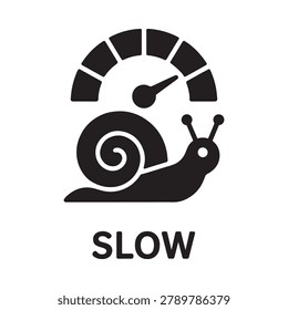 Snail with speedometer icon black silhouette on white background