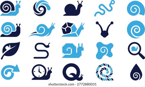 Snail and spiral designs for movement and abstract concepts; snails, shells, trails, abstract forms.