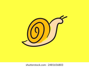 snail with spiral shell crawling. vector illustration isolated 