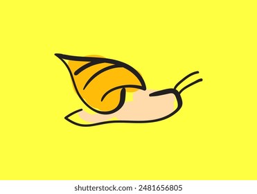 snail with spiral shell crawling. vector illustration isolated 