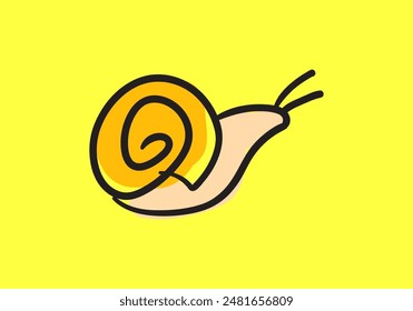 snail with spiral shell crawling. vector illustration isolated 
