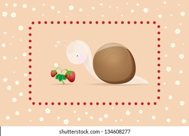 Snail and strawberries.