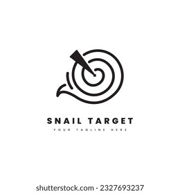 Snail target logo. Target board with stuck arrow that stuck, for the business target logo that must be achieved.