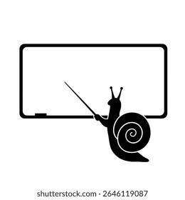 Snail teacher giving lesson on whiteboard.