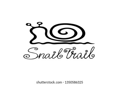 Snail trail text lettering handwritting vector.