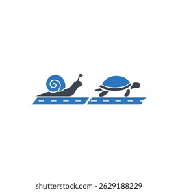 Snail Turtle Racing Icon Isolated On White Background