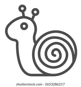 Snail with twirl house line icon, spring season concept. Vector graphics. Slow creature, insect sign on white background, outline style icon for mobile or web design
