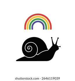 Snail under a rainbow happy little snail.
