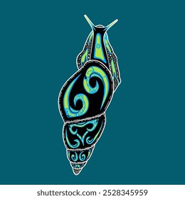 Ilustración vectorial de estilo único de caracol 