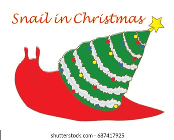 Snail vector cartoon illustration t shirt design for kids with christmas animal theme wallpaper